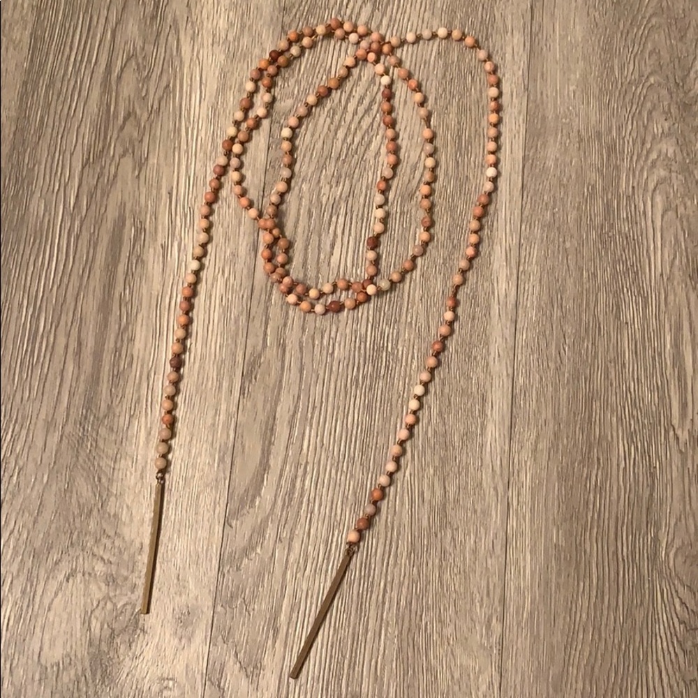 Small beaded stone wrap necklace- NWOT